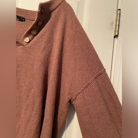 LILLUSORY mauve pink women’s high low waffle knit sweater - Picture 4 of 7